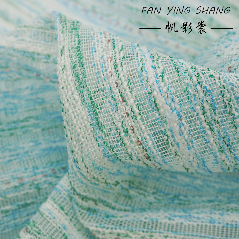 Sewing Tweed - Fresh Style Blue Green Stripe Sequin