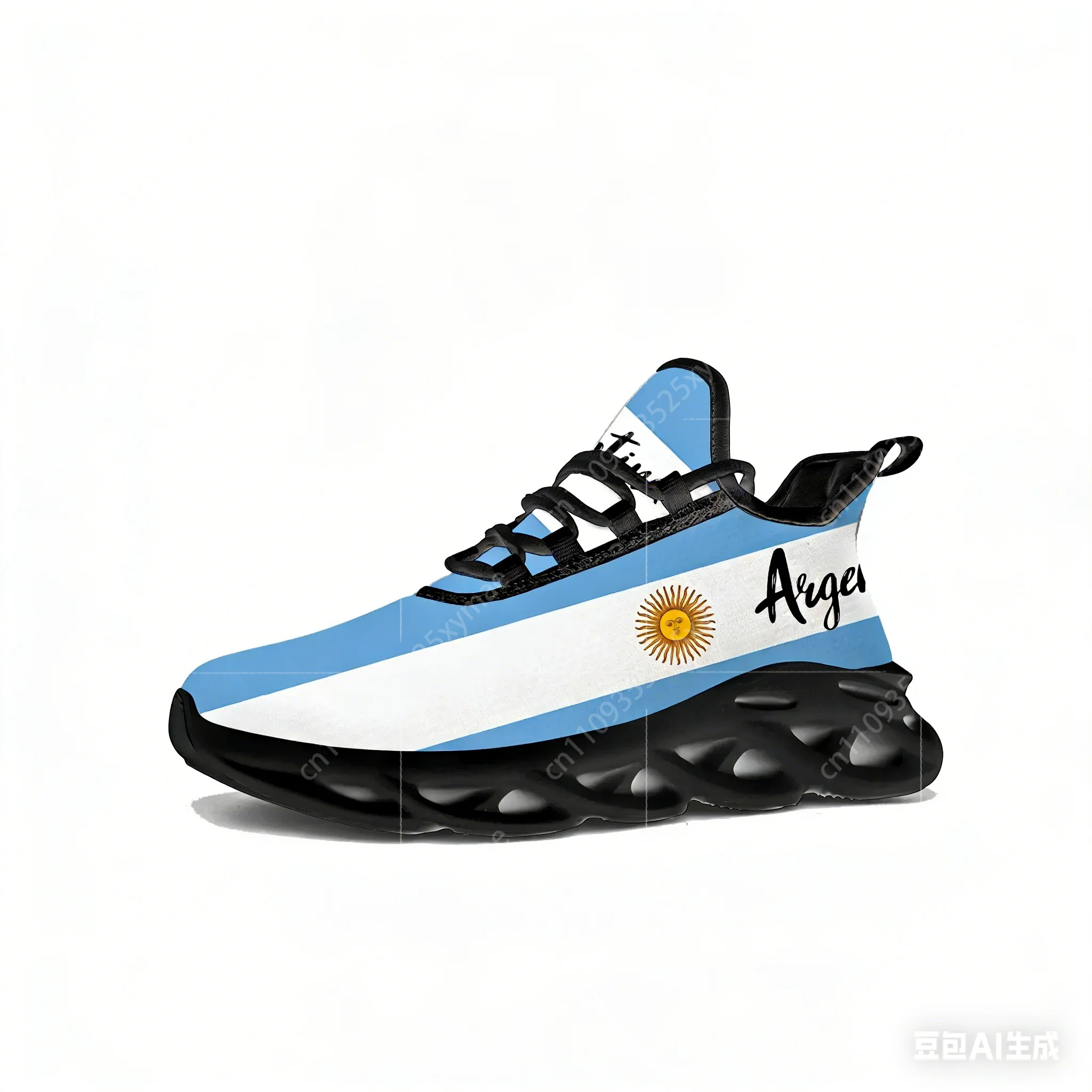 Sewing Nylon - Argentine Flag Flats Sneakers Mens Womens