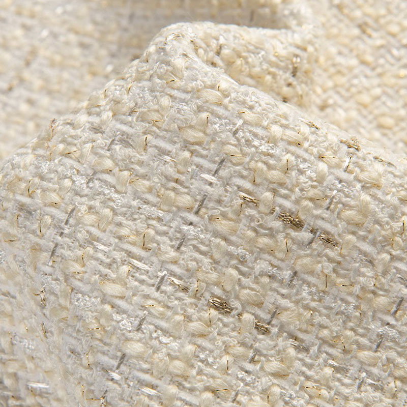 Sewing Tweed - Beige Color and Gold Wire Yarn-dyed