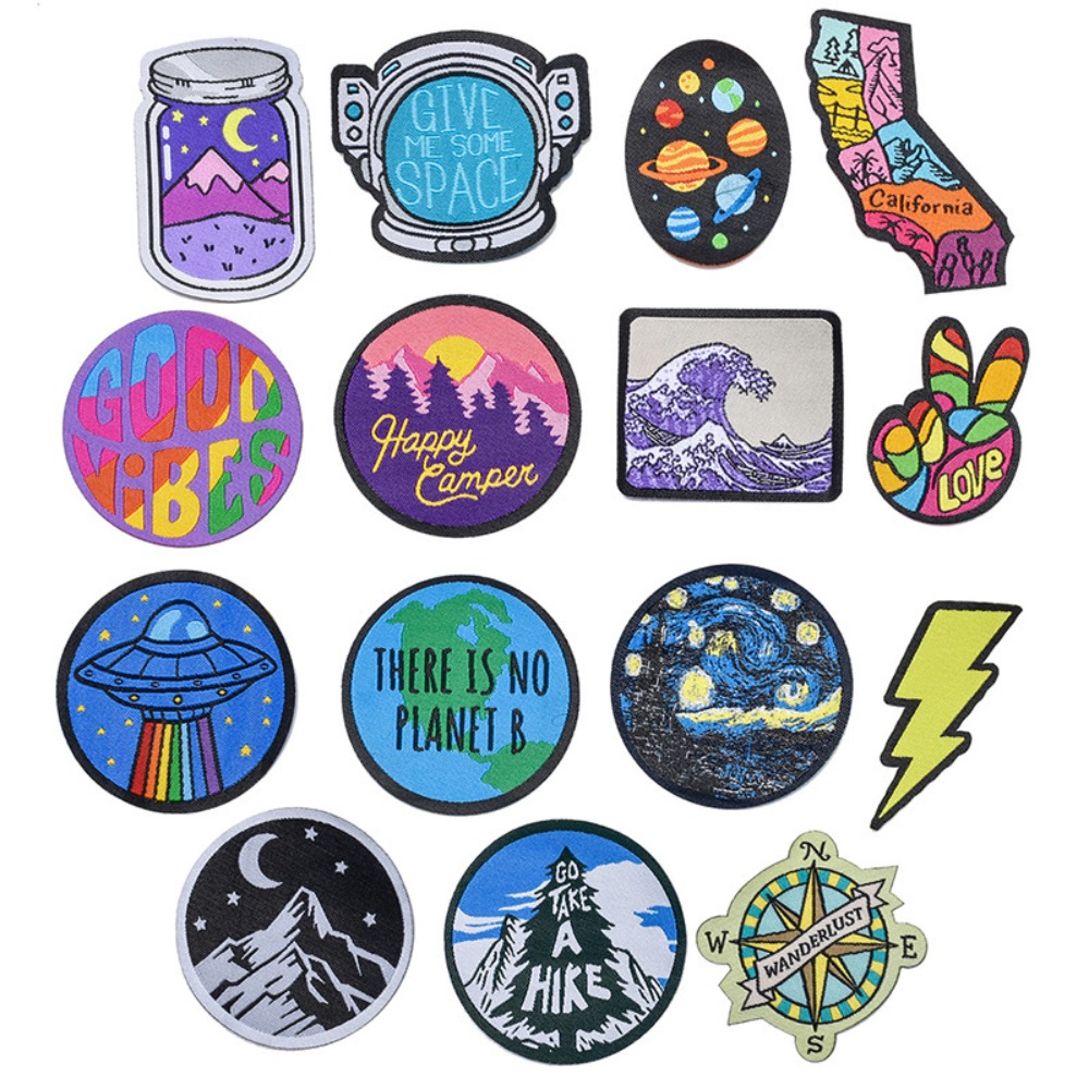 Sewing Label - Cartoon Landscape Space Woven Label Patch