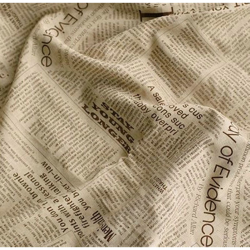 Sewing Tweed Fabric - 50x150cm Retro Newspaper Letter Printed Cotton