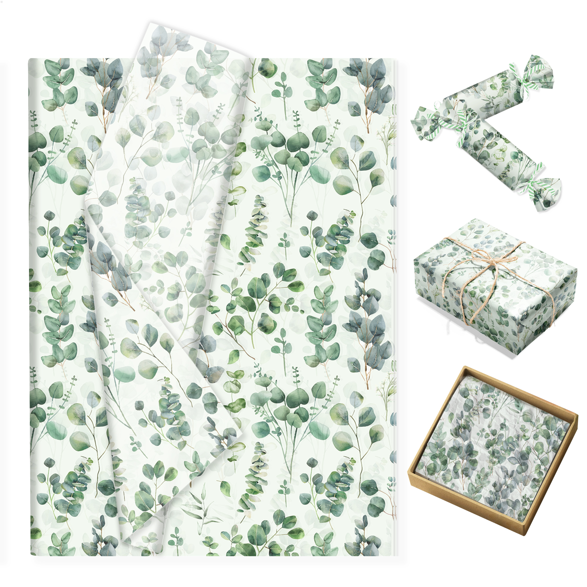 Pattern Tissue Paper - Eucalyptus Leaves Tissue Paper Snow Pear