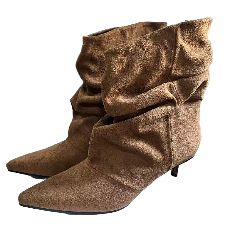 Sewing Nylon - Women Stack Boot,Designer Pointed Toe Mid