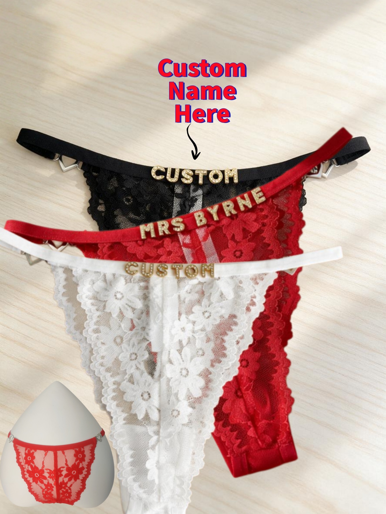 Sewing Nylon - Custom Rhinestone Letter Name Text Sexy