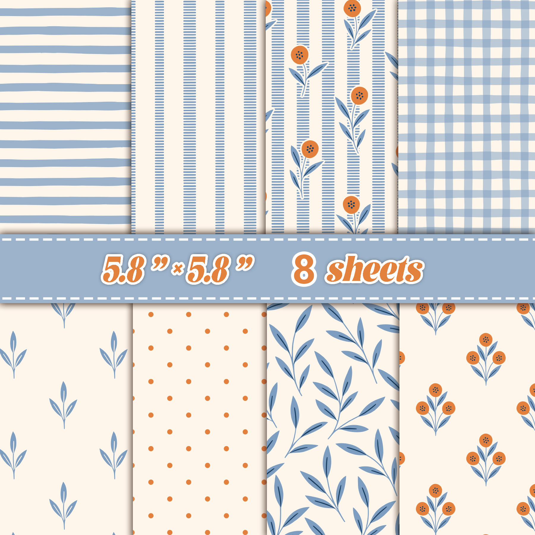 Pattern Tissue Paper - 8 Sheets Fresh Plaid Scrapbook Papers