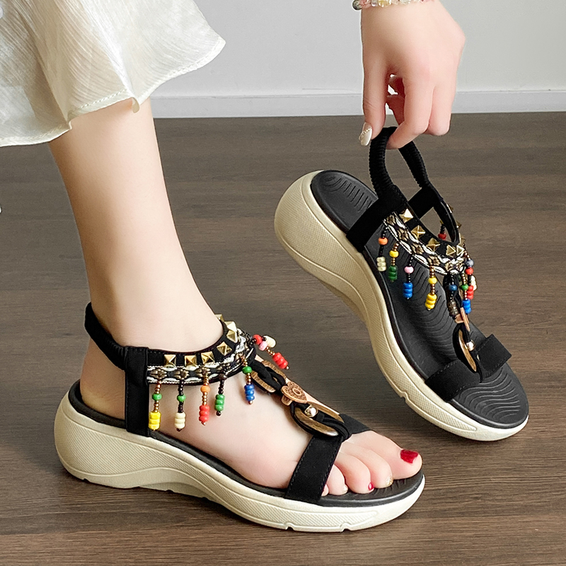 Elastic Waistband Roll - 2026 New Casual Round Toe Open-Toe