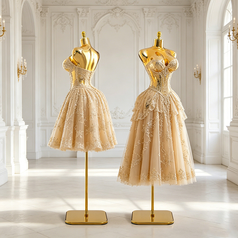 Dress Form Mannequin - boutique shop Chrome golden plus size