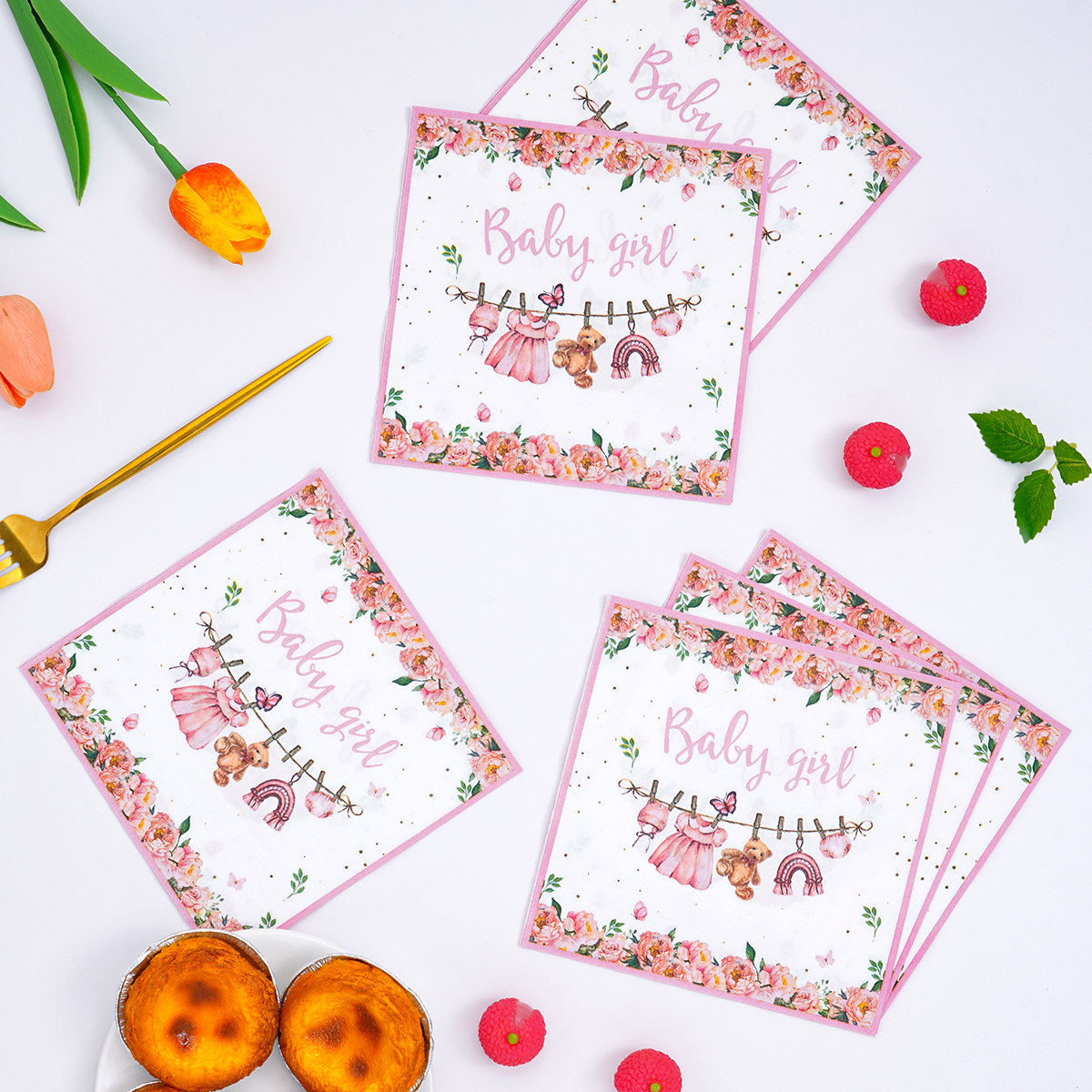 Pink Floral Baby Girl Disposab - Pattern Tissue Paper ulasan dan harga