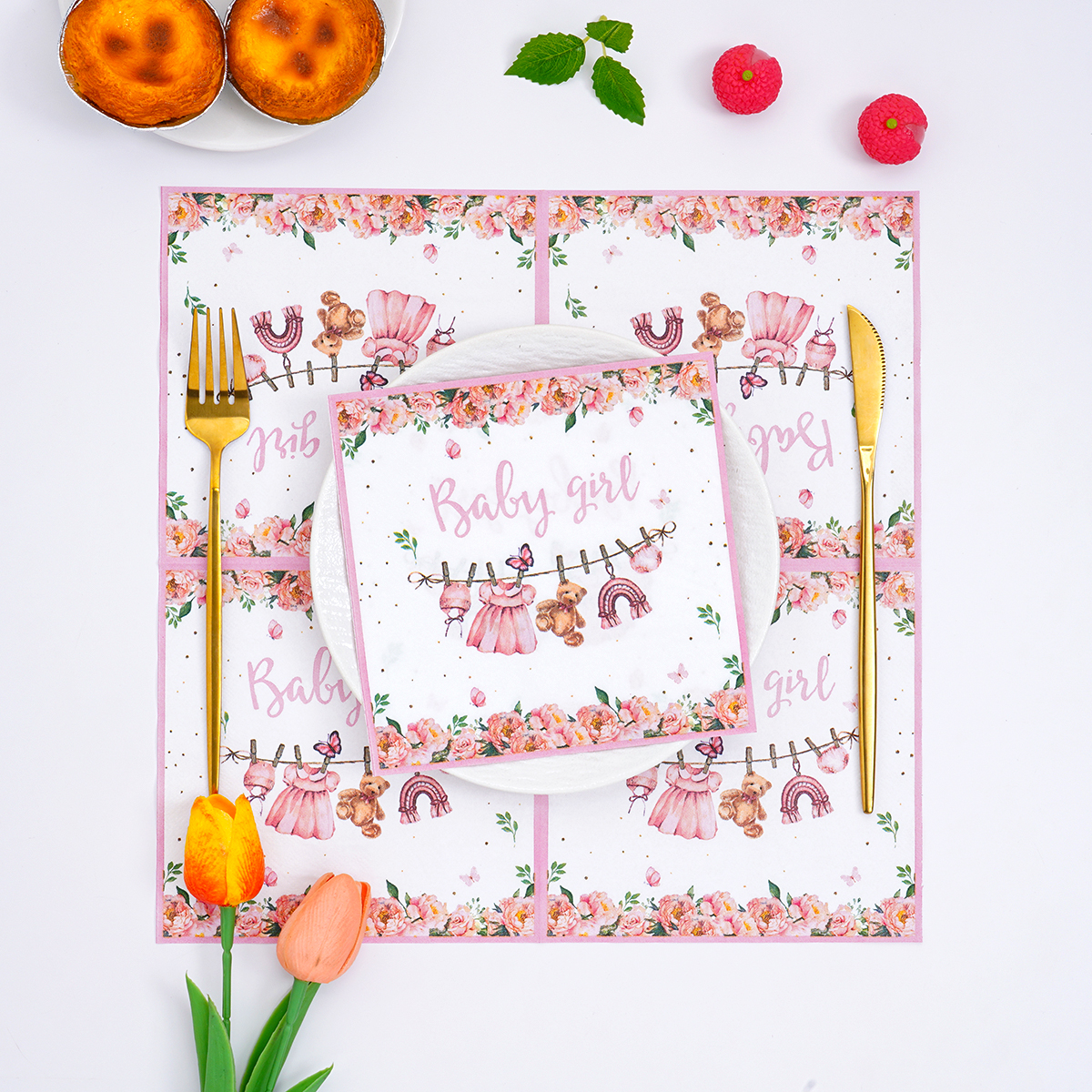 Pink Floral Baby Girl Disposab - Pattern Tissue Paper ulasan dan harga