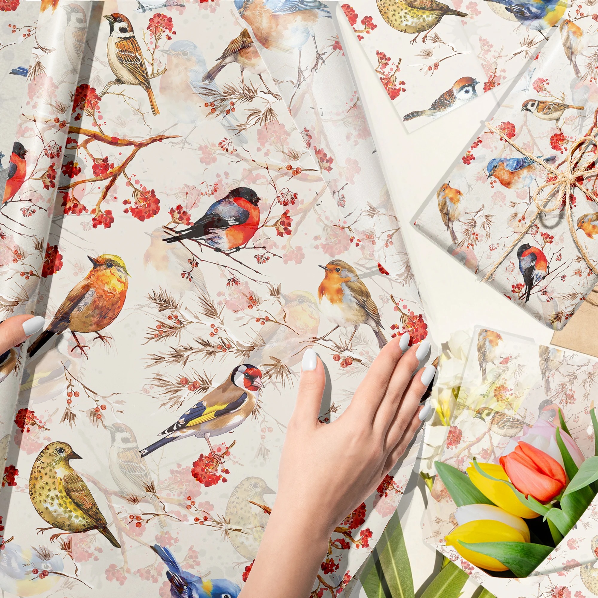 15/35pcs Flower Birds Printed  - Pattern Tissue Paper ulasan dan harga