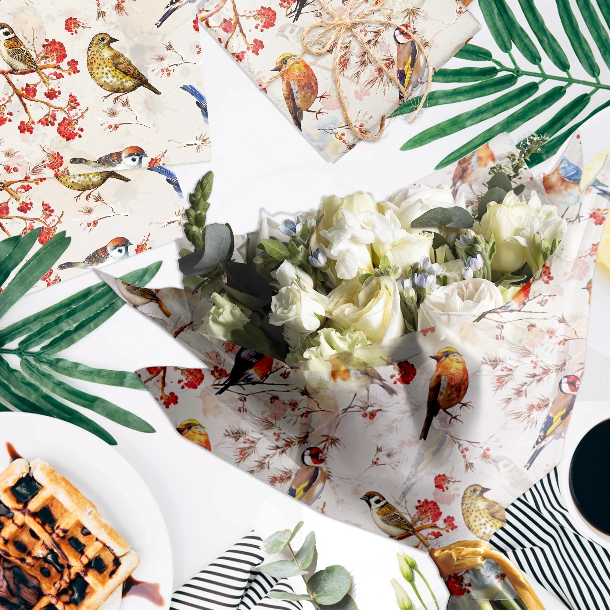 15/35pcs Flower Birds Printed  - Pattern Tissue Paper ulasan dan harga