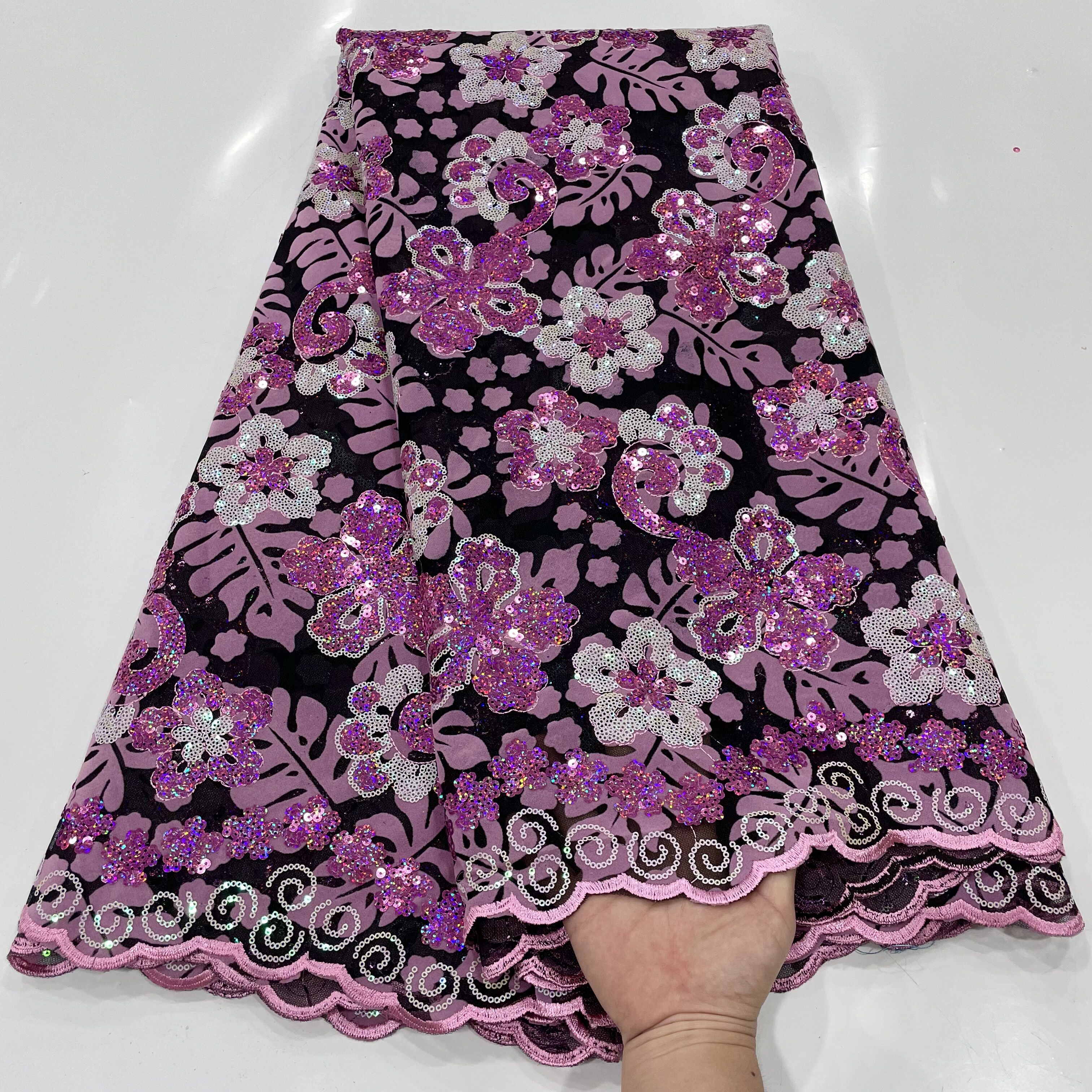 African Flocking Velvet Lace F - Sewing Velvet Fabric ulasan dan harga