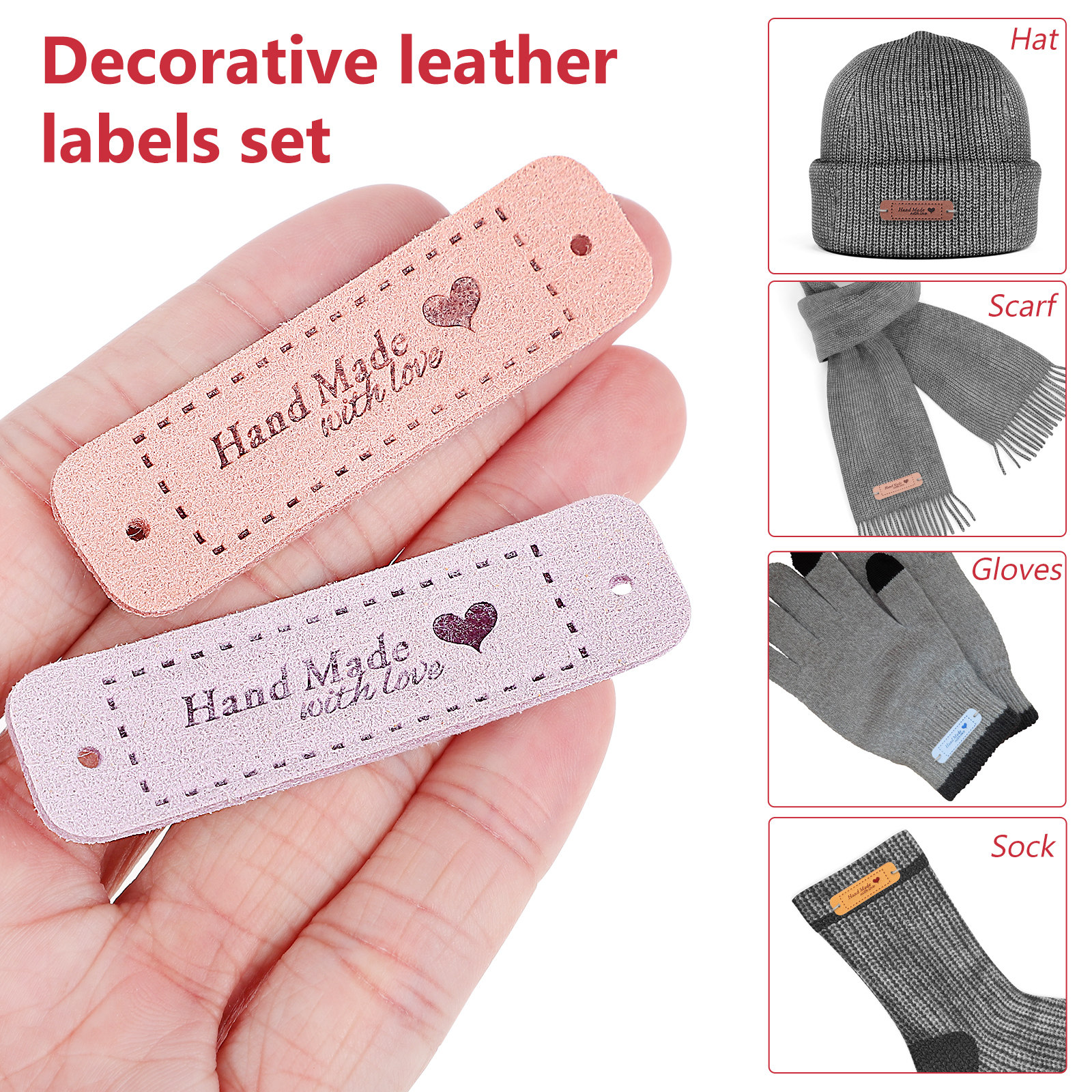 60Pcs Labels Embossed Heart Pa - Sewing Label ulasan dan harga