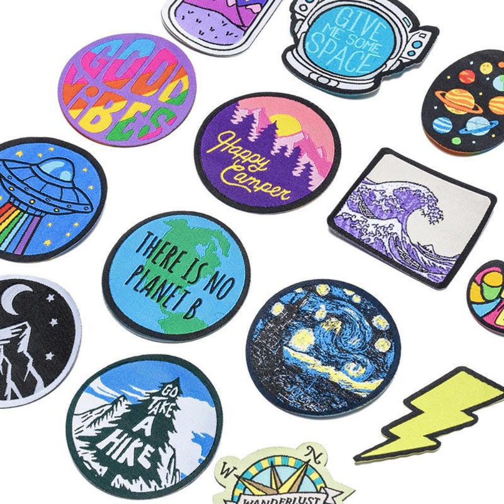 Cartoon Landscape Space Woven  - Sewing Label ulasan dan harga