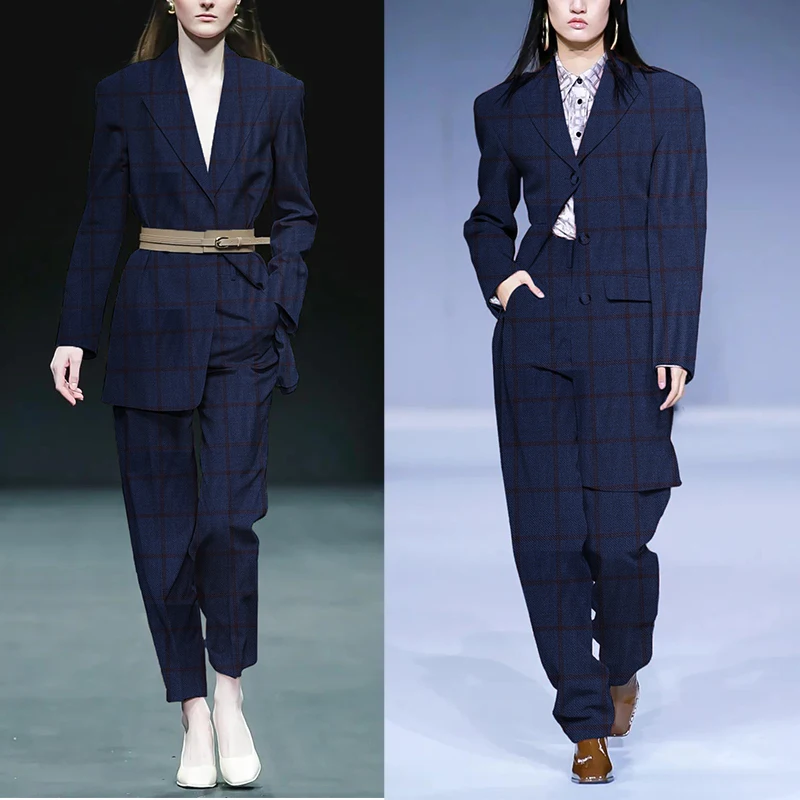 Redraspberry Blue Plaid Worste - Sewing Tweed ulasan dan harga