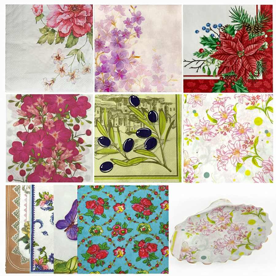 20pcs Assorted Floral Printed  - Pattern Tissue Paper ulasan dan harga