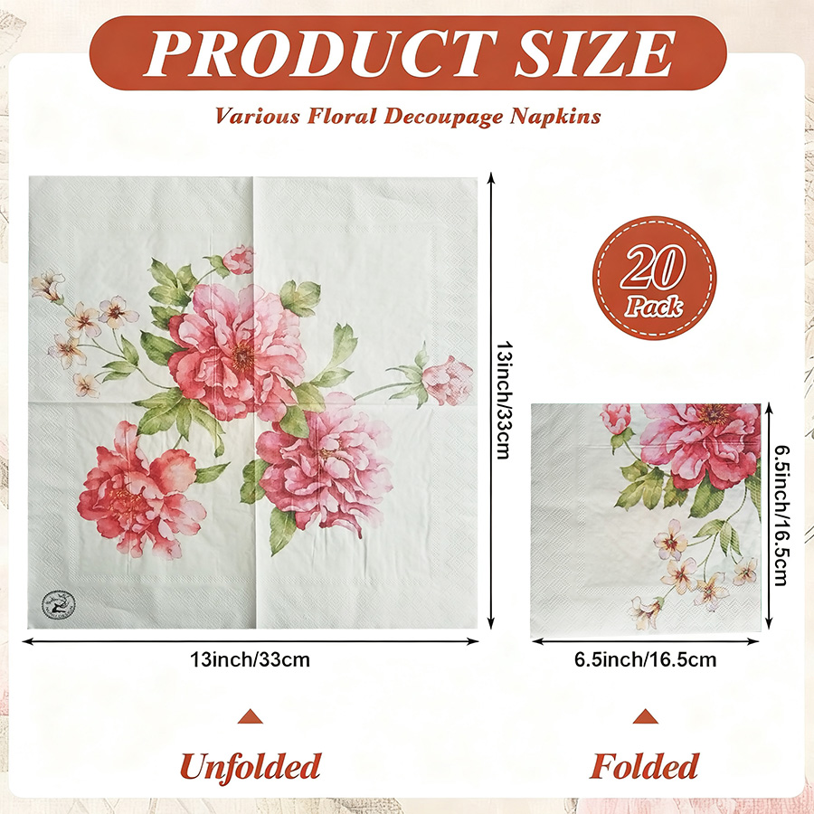 20pcs Assorted Floral Printed  - Pattern Tissue Paper ulasan dan harga