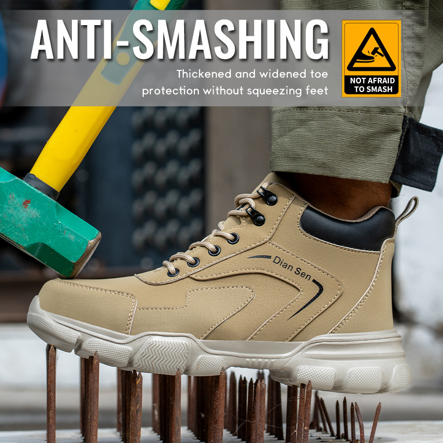 Mens Work Boots Steel Toe Shoe - Sewing Nylon ulasan dan harga