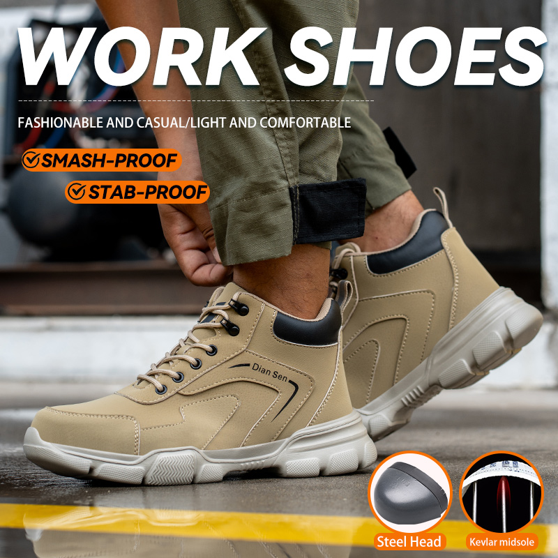 Mens Work Boots Steel Toe Shoe - Sewing Nylon ulasan dan harga