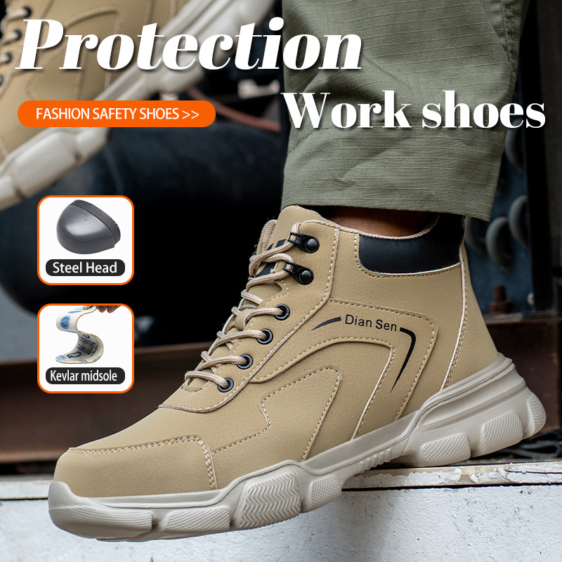 Mens Work Boots Steel Toe Shoe - Sewing Nylon ulasan dan harga