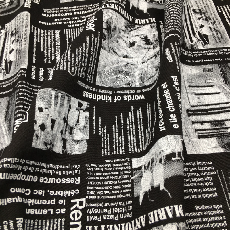 Vintage Retro Black White News - Sewing Tweed Fabric ulasan dan harga