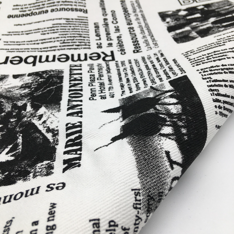 Vintage Retro Black White News - Sewing Tweed Fabric ulasan dan harga