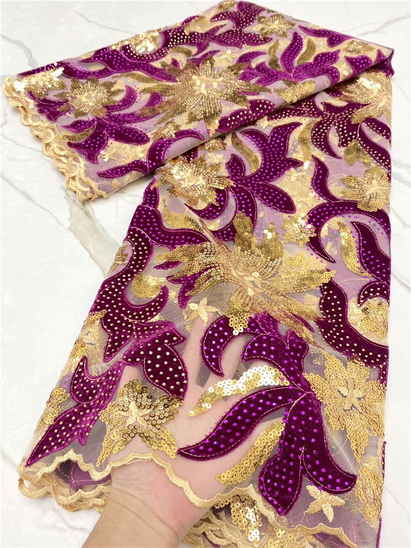 PGC Blue African Velvet Lace F - Sewing Velvet Fabric ulasan dan harga