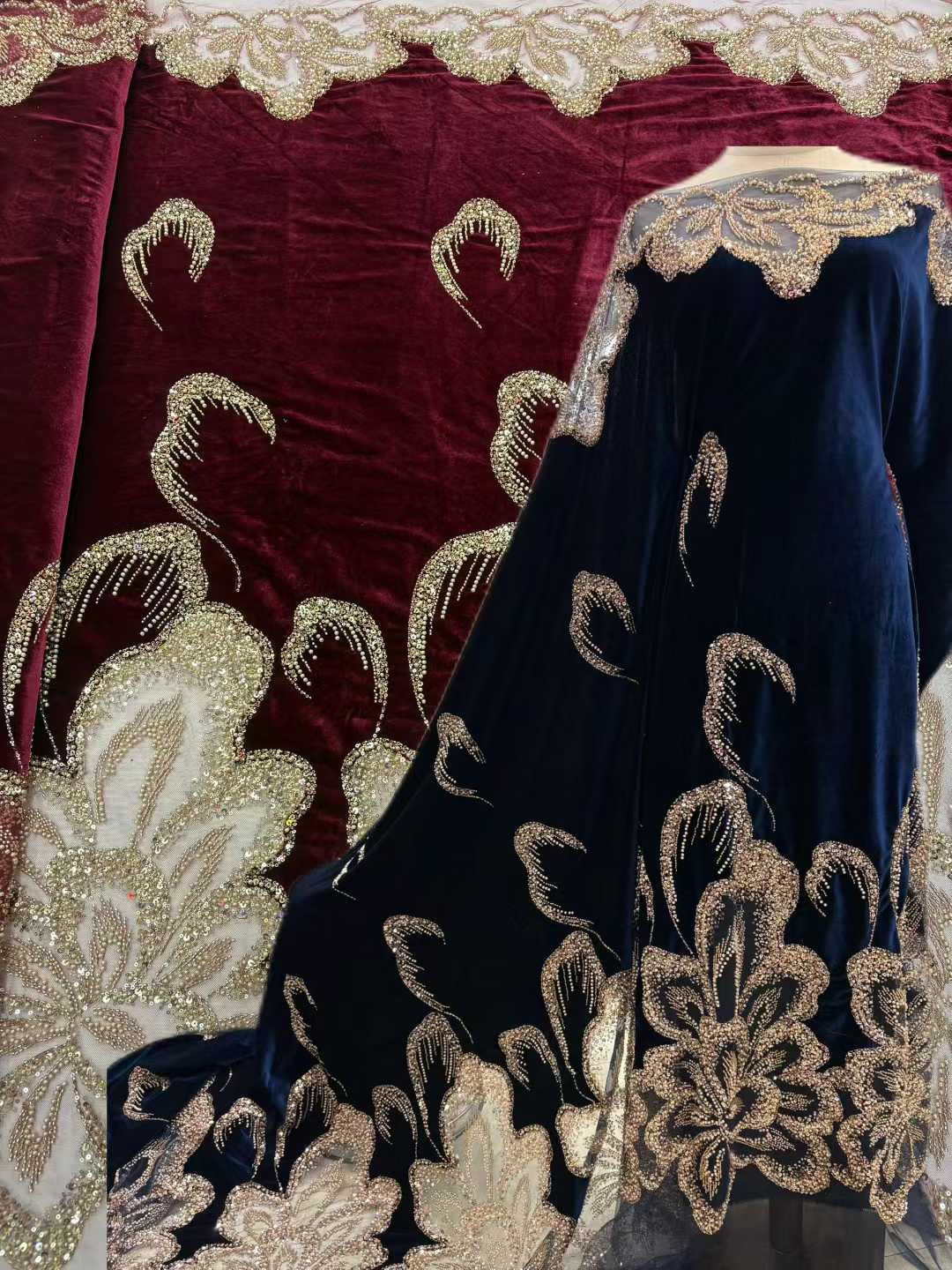 African Velvet Beaded Heavy La - Sewing Velvet Fabric ulasan dan harga