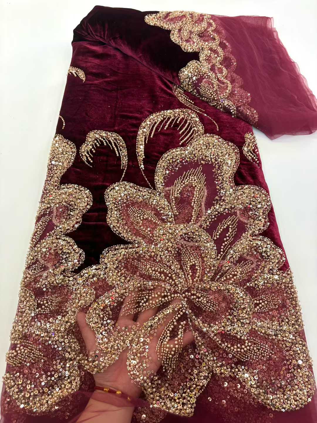 African Velvet Beaded Heavy La - Sewing Velvet Fabric ulasan dan harga