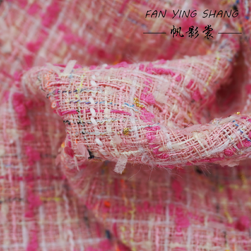 The Pink Plaid Tassel Cotton T - Sewing Tweed ulasan dan harga