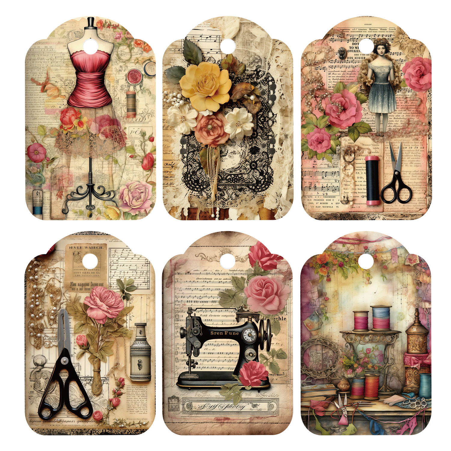 48pcs/set Vintage Sewing Machi - Sewing Label ulasan dan harga