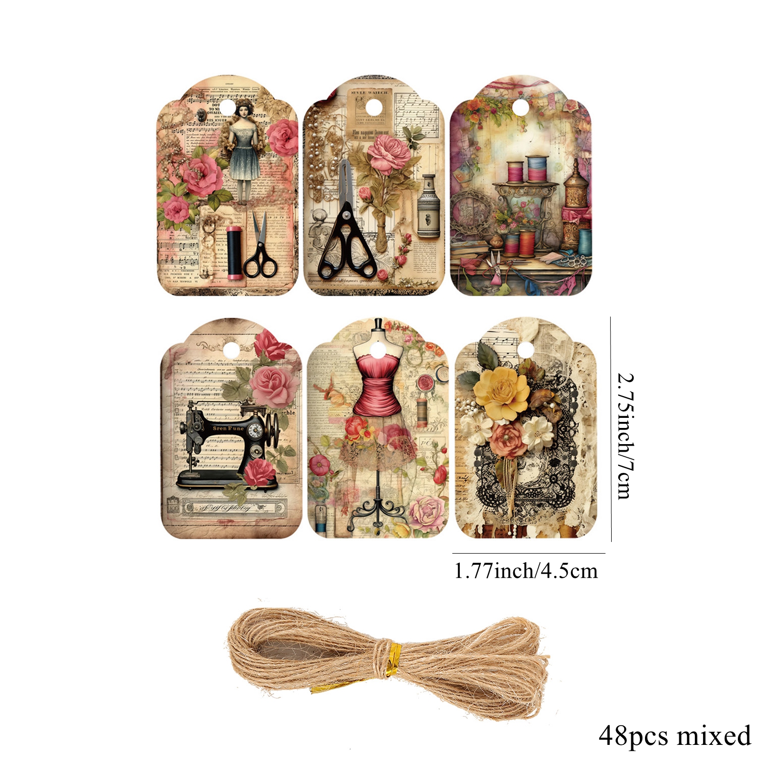 48pcs/set Vintage Sewing Machi - Sewing Label ulasan dan harga