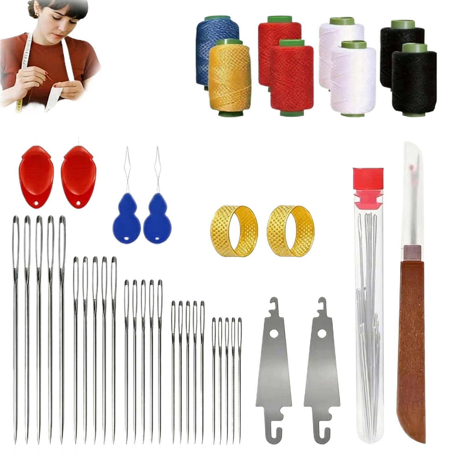 43pcs Big Eye Sewing Needle Ki - Sewing Repair ulasan dan harga