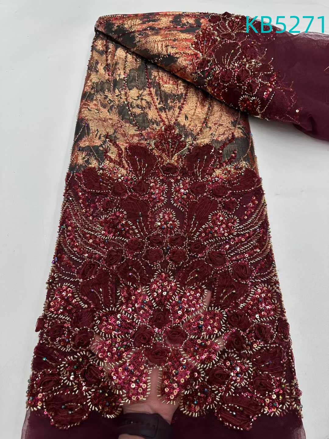 Nigerian Lace Fabric 5 Yards H - Sewing Velvet Fabric ulasan dan harga