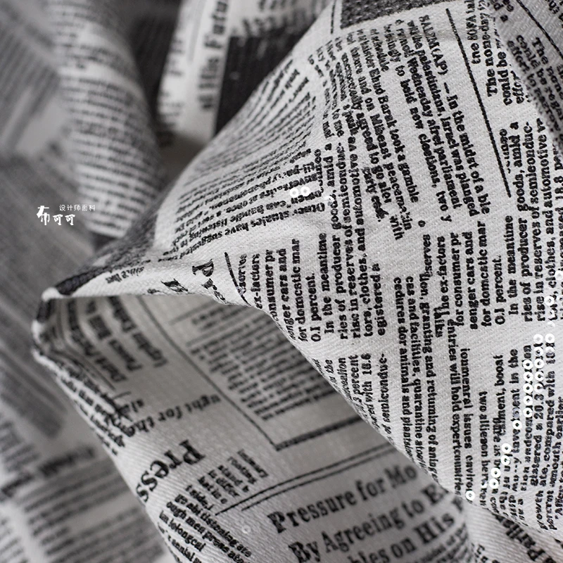 English Graffiti Newspaper Den - Sewing Tweed Fabric ulasan dan harga