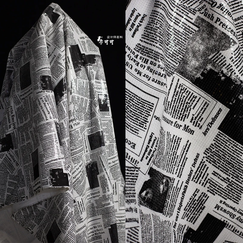 English Graffiti Newspaper Den - Sewing Tweed Fabric ulasan dan harga