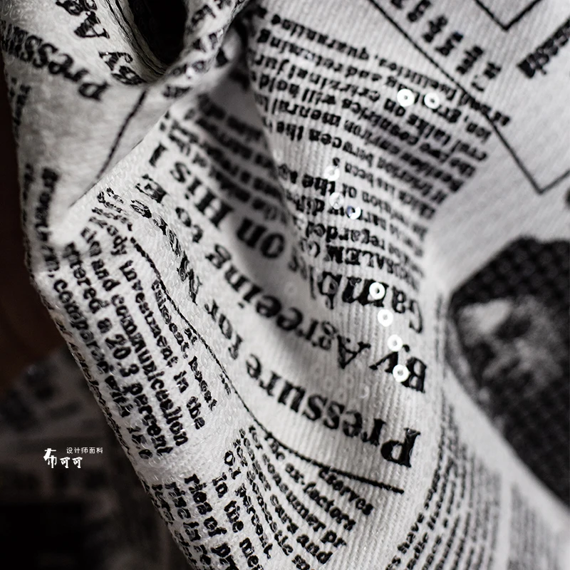 English Graffiti Newspaper Den - Sewing Tweed Fabric ulasan dan harga