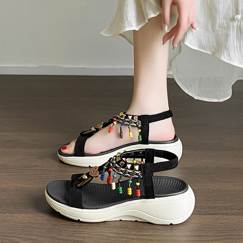 2026 New Casual Round Toe Open - Elastic Waistband Roll ulasan dan harga