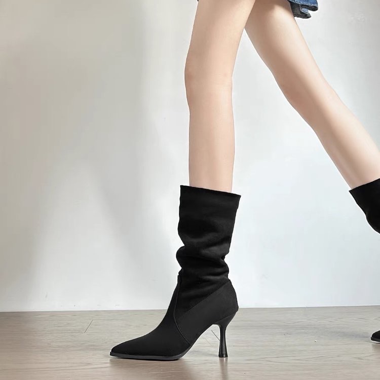 Cow Suede Mid-calf Modern Boot - Sewing Nylon ulasan dan harga