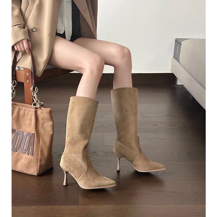 Cow Suede Mid-calf Modern Boot - Sewing Nylon ulasan dan harga